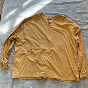 Men's Mustard Long Sleeve Henley Shirt